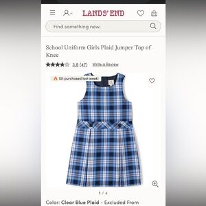 School Uniform Girls Plaid Jumper Top of Knee NWOT